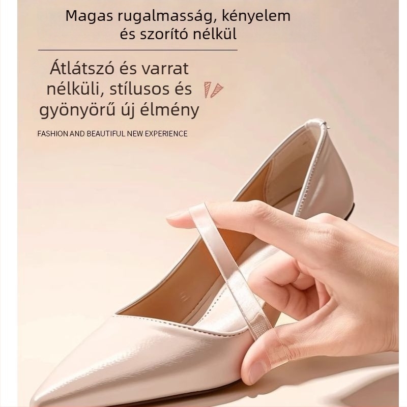 Áttetsző, láthatatlan női magassarkú cipőfűzők anti-slip pántokkal a cipő rögzítéséhez — Termékkód: Cx-yunqie — Szezoni: egész évben