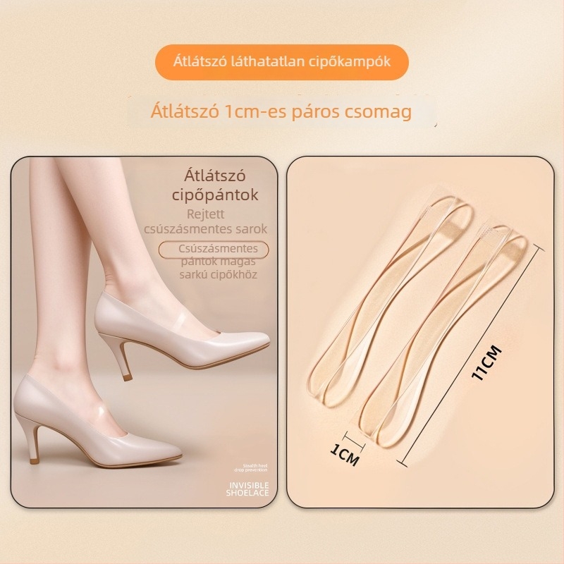 Áttetsző, láthatatlan női magassarkú cipőfűzők anti-slip pántokkal a cipő rögzítéséhez — Termékkód: Cx-yunqie — Szezoni: egész évben