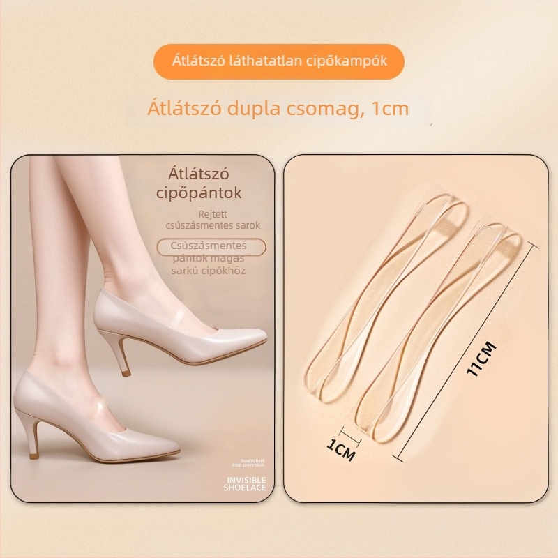 Áttetsző, láthatatlan női magassarkú cipőfűzők anti-slip pántokkal a cipő rögzítéséhez — Termékkód: Cx-yunqie — Szezoni: egész évben