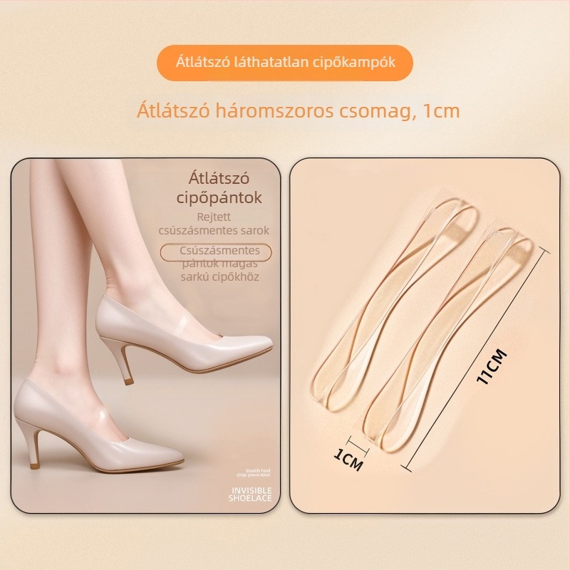 Áttetsző, láthatatlan női magassarkú cipőfűzők anti-slip pántokkal a cipő rögzítéséhez — Termékkód: Cx-yunqie — Szezoni: egész évben