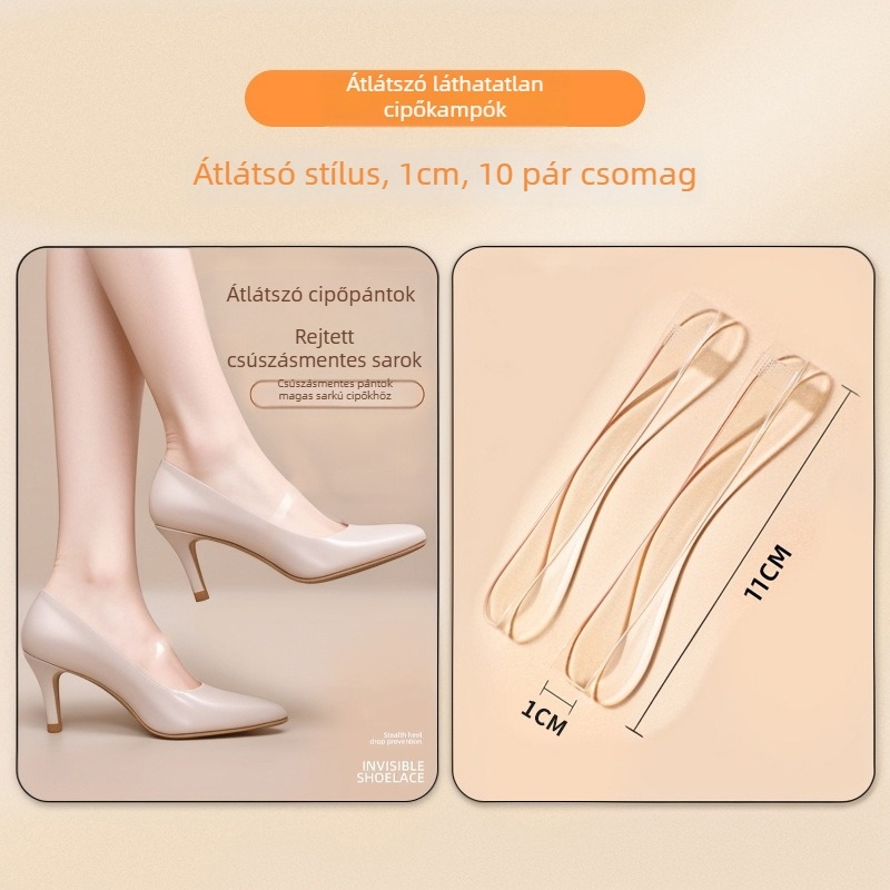 Áttetsző, láthatatlan női magassarkú cipőfűzők anti-slip pántokkal a cipő rögzítéséhez — Termékkód: Cx-yunqie — Szezoni: egész évben