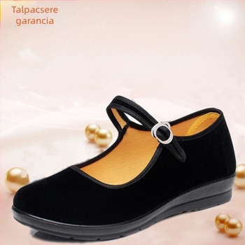 Női vászon cipő, pamut felsőrésszel, kerek orrú, alacsony sarok 1-3 cm, kompozit talp