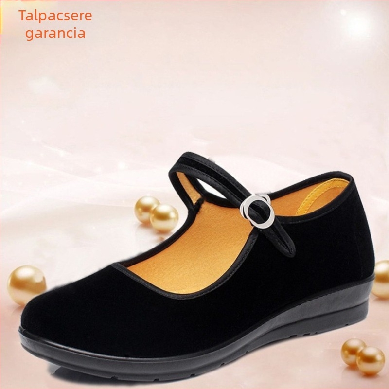 Női vászon cipő, pamut felsőrésszel, kerek orrú, alacsony sarok 1-3 cm, kompozit talp