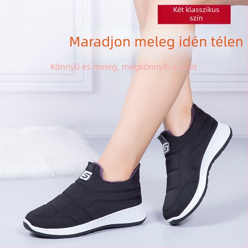 Női pamut cipő otthonra (Őszi, felső rész: textile, belső: mesterséges rövid plüss, talp: műanyag, sarok: alacsony 1-3 cm)