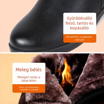 Női téli cipő – Felsőrész: Szuper rost; Vastag sarok; Sarokmagasság: 3–5 cm; Kerek orr; Talp: Poliuretán