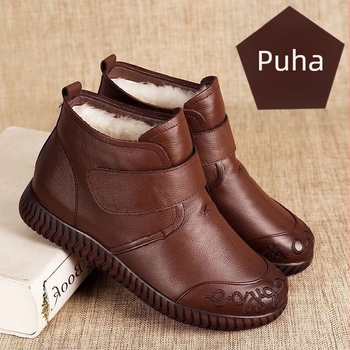 Női hócsizmák PU felső rész, fleece belső bélés, gumitalp, csúszásmentes talp, Velcro zárás – középmagas szár
