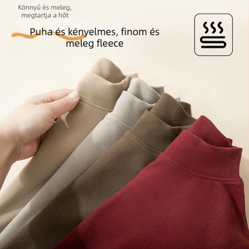 Alapréteg felső fél magas gallérral, bolyhos plüss melegen tartó, uniszex, vast anyag 251–300 g/m², hosszú ujjú