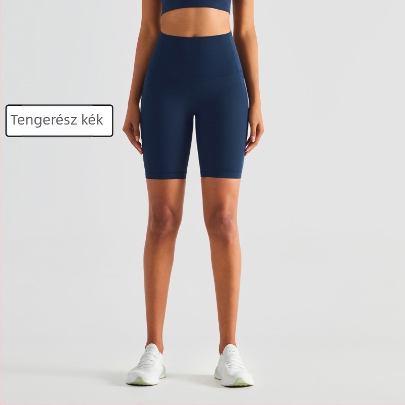 Magas derekú Capri jóga nadrág, fenéket emelő, könnyű, nedvességelvezető nylon anyagból, nőknek