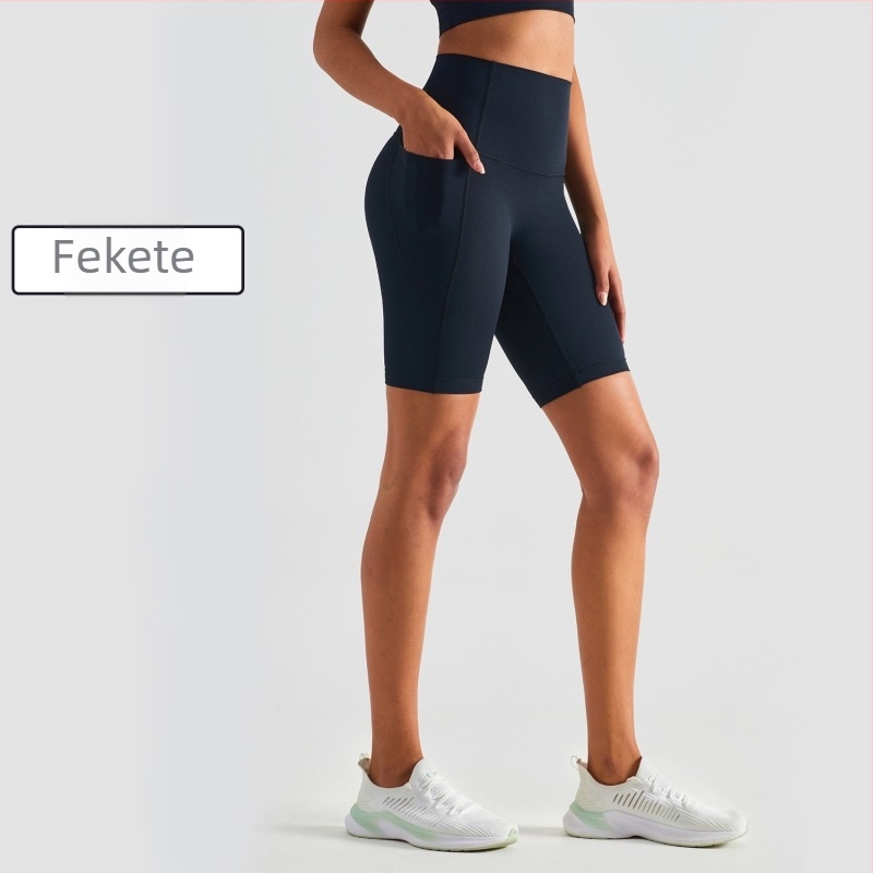 Magas derekú Capri jóga nadrág, fenéket emelő, könnyű, nedvességelvezető nylon anyagból, nőknek