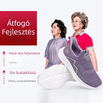 Női légáteresztő slip-on tornacipő, Flying Weaving felsőrész, műanyag talp, alacsony sarok 1–3 cm