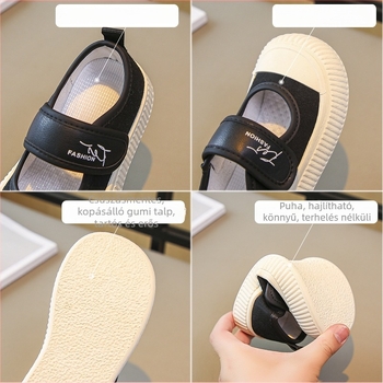 Uniszex gyerek vászoncipő koreai stílusban, alacsony felső rész, EVA felsőrész, lélegző, Velcro-zárás, gumí talp – tavasz–nyár–ősz