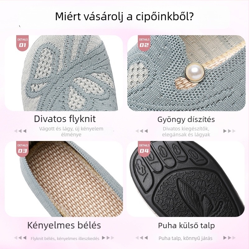 Női vászon slip-on cipő, mindennapi viseletre, légáteresztő, kerek orrú, alacsony profilú, puha PU talp