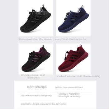 Őszi sétacipők középkorú és idős nőknek — ultra-könnyűek, hálós felsőrész, alacsony sarok 1–3 cm, ütéscsillapítás, textil talpbetét, rugalmas pánt