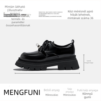 Női loaferok, kerek orr, PU felsőrész, 3-5 cm vastag sarok, gumírozott talp, brit stílus