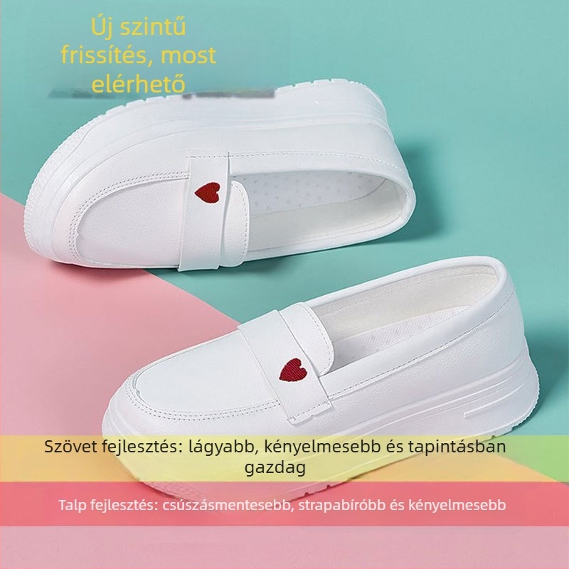 Ápolónőknek szóló lóferek platformos talppal, mikroszálas felsőréteg, gumírozott talp, slip-on, kerek orr