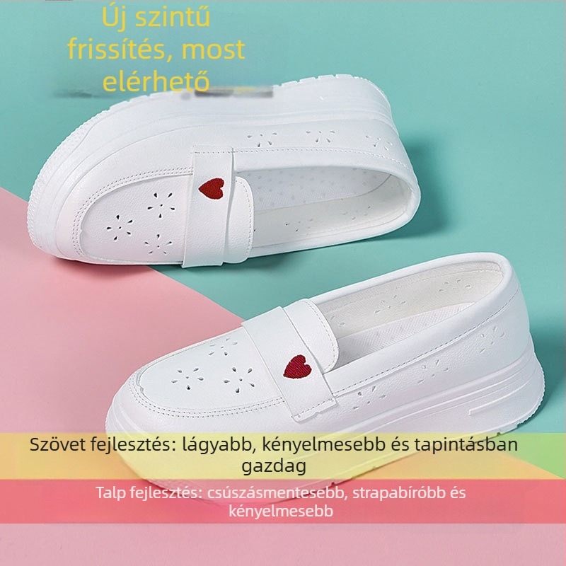 Ápolónőknek szóló lóferek platformos talppal, mikroszálas felsőréteg, gumírozott talp, slip-on, kerek orr