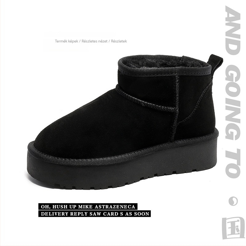 Női hócsizmák rövid szárú velúr felsőrész, műszálas gyapjú bélés, TPR talp, lapos sarok, 3–5 cm
