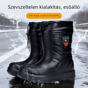 Férfi PVC esőcsizma fleece béléssel, belső pamut bélés, Goodyear talp, középmagas, téli 2025