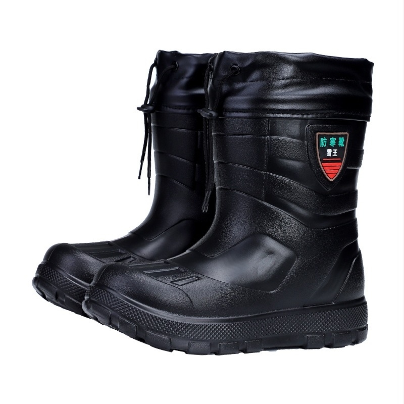 Férfi PVC esőcsizma fleece béléssel, belső pamut bélés, Goodyear talp, középmagas, téli 2025
