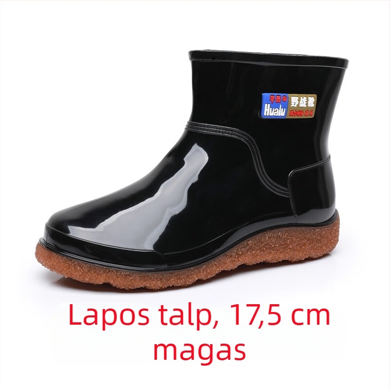 Férfi esőcsizmák, gumiból, vízálló, alacsony szárú, csúszásmentes talppal