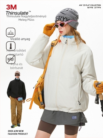 Férfi pamut bélelt kabát poliészter töltettel, álló gallér, cipzár, oldalsó zsebek, poliészter bélés, téli 2025