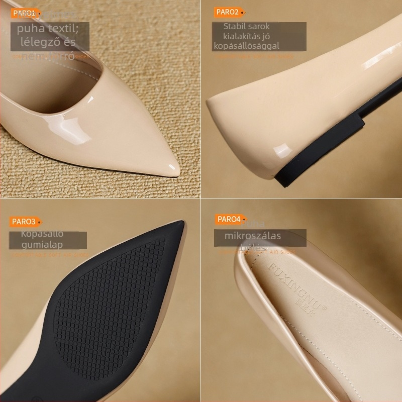 Női lapos cipő hegyes orral, slip-on, felsőrész mikrofibából, alacsony sarok, belső báránybőr