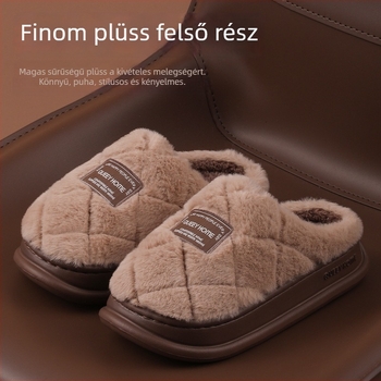 Női otthoni papucs suede felsővel, műszőrme bélés, EVA talp, csúszásmentes, vastag 3–5 cm talppal, beltéri használatra