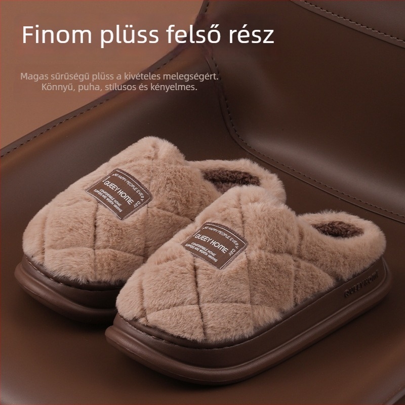 Női otthoni papucs suede felsővel, műszőrme bélés, EVA talp, csúszásmentes, vastag 3–5 cm talppal, beltéri használatra