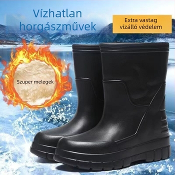 Férfi EVA esőcsizmák, belső műszőrme, magas szárú, EVA talp