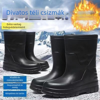 Férfi EVA esőcsizmák, belső műszőrme, magas szárú, EVA talp