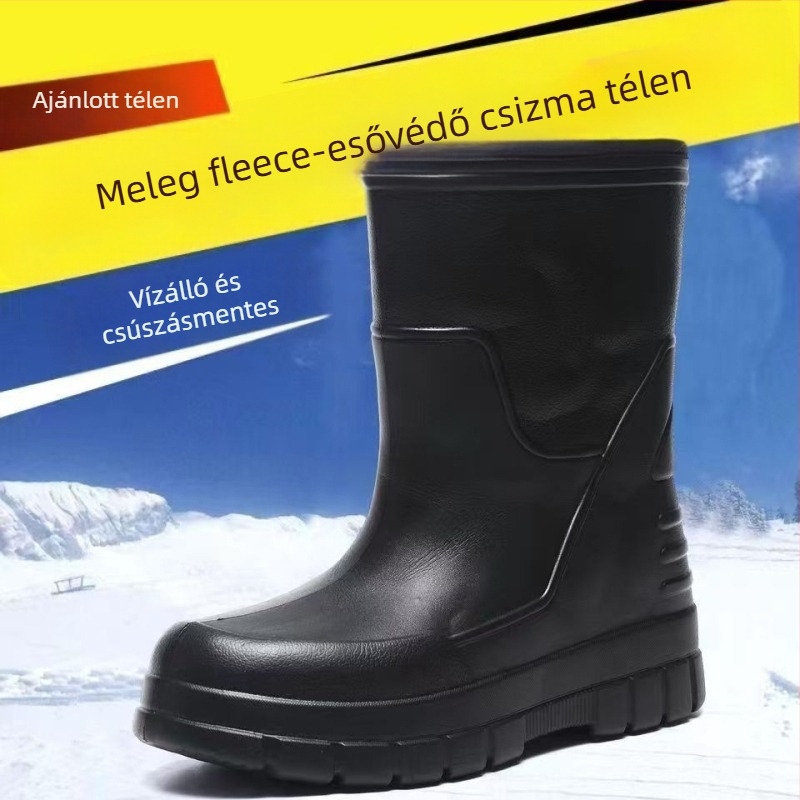 Férfi EVA esőcsizmák, belső műszőrme, magas szárú, EVA talp