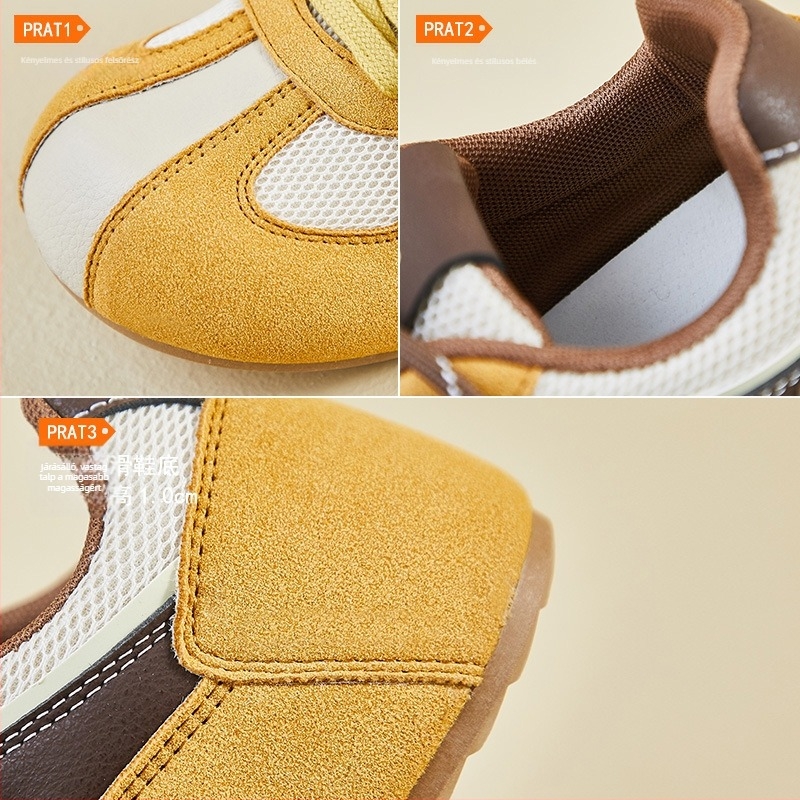 Női mindennapi cipő – PU+háló felsőrész, kerek orr, gumitalp, alacsony sarok 1–3 cm, elöl-kötős hátul záródás