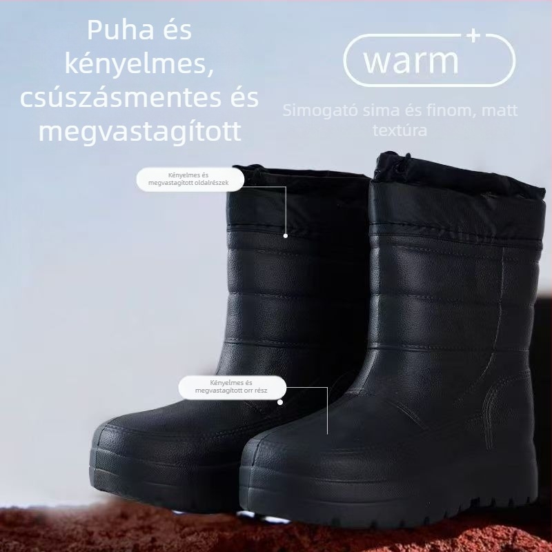 Hótaposó csizma, csúszásmentes, vízálló, meleg, EVA talp, magas szár