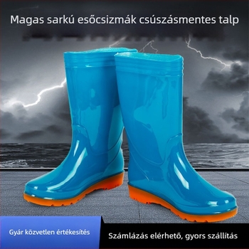 Női PVC esőcsizma, magas cső, csúszásmentes, vízálló, EVA talp