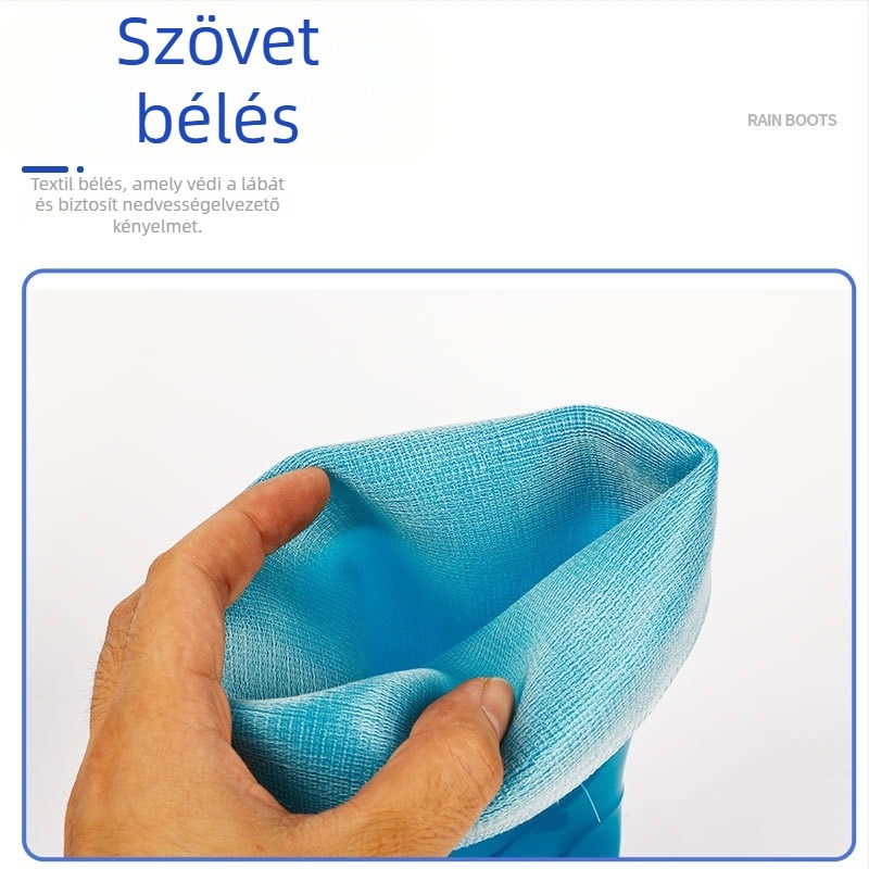 Női PVC esőcsizma, magas cső, csúszásmentes, vízálló, EVA talp