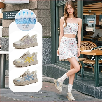 Mingliu Női Dad Shoes - Felsőrész valódi bőrből, lélegző hálós béléssel, természetes kaucsuk talp, középső magasságú sarok 3–5 cm, elöl fűzőzár