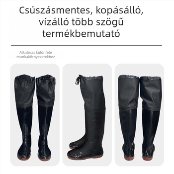 Rizsültetési bakancs nőknek és férfiaknak, térdig érő, anti-slip PVC felső rész, műanyag talp, mezőgazdasági terepi cipő