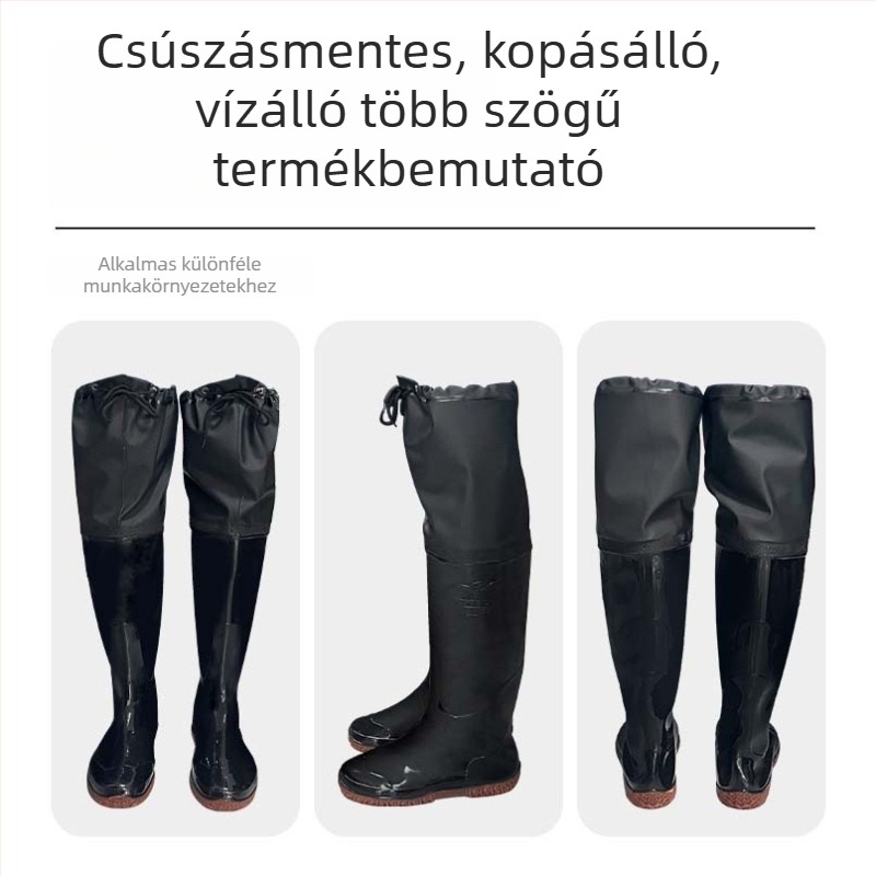 Rizsültetési bakancs nőknek és férfiaknak, térdig érő, anti-slip PVC felső rész, műanyag talp, mezőgazdasági terepi cipő