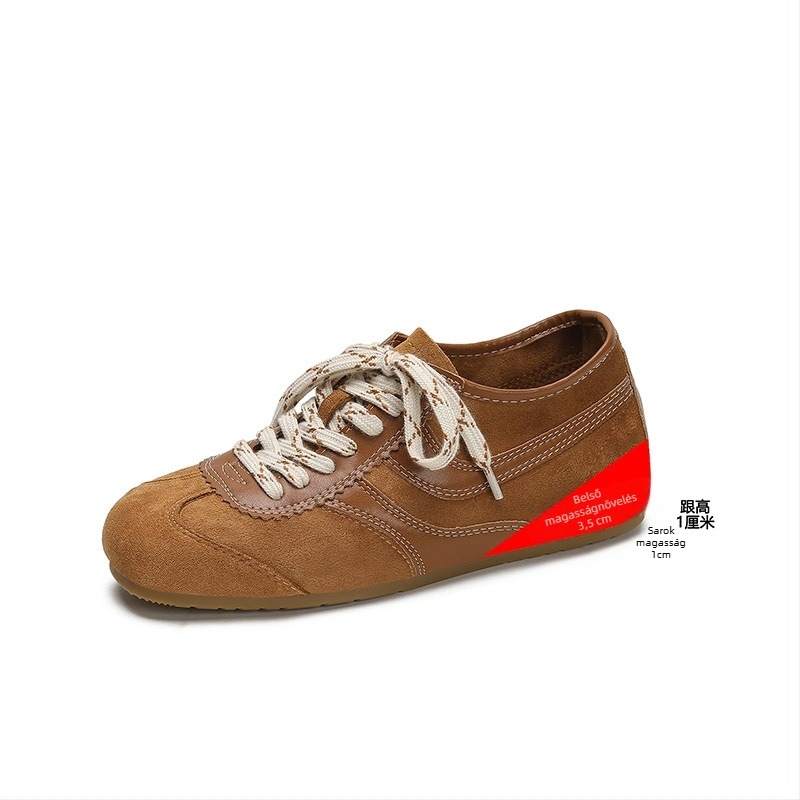 Női rejtett magasságú tornacipő, velúr felsőrész, kerek orr, fűzővel, gumitalp, 3-5 cm magasság