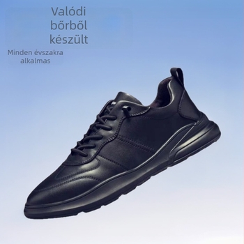 Férfiaknak szóló tehenbőr üzleti–casual loafer, könnyű, puha talppal, kopásálló és csúszásmentes, fűzős cipő, vezetési stílusú