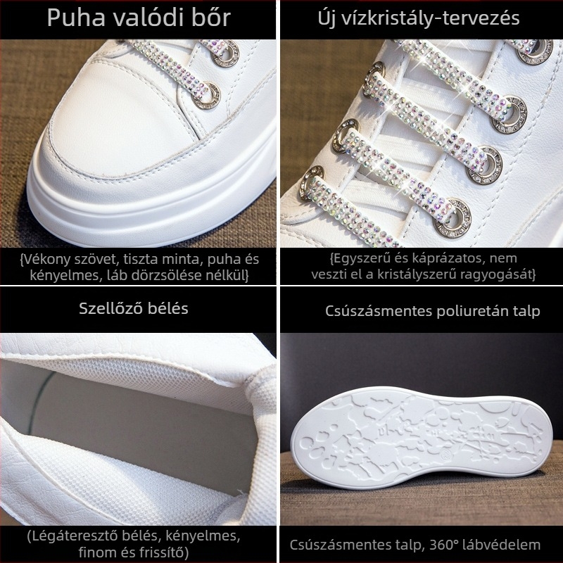 Női bőr magas szárú tornacipő PU talppal, EVA talpbetéttel, elasztikus zárás