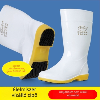 Unisex élelmiszer higiéniai csizma – csúszásmentes PVC felső, olaj- és sav-bázis ellenálló, gumibetét talppal, középmagas