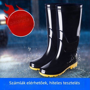 Munkavédelmi esőcsizmák, PVC felsőrész, marhacsonttal erősített talp, magas szár, hálós bélés