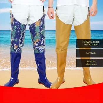 Uniszex vízálló waders csizma – térd fölötti hossz, műanyag felső és talp, belső textil bélés, egyetlen öntött talp