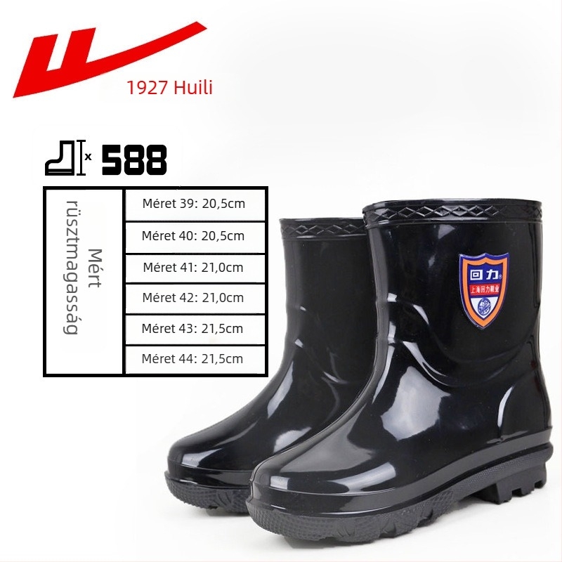 Férfi esőcsizmák PVC burkolattal, csúszásmentes és kopásálló, alacsony cső, hálós bélés