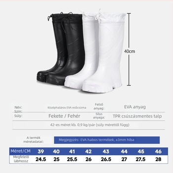 Téli magasított esőcsizma EVA felsőrész, TPU talp, csúszásmentes, pamut bélés