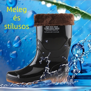 Férfi esőcsizmák, vízállóak, csúszásmentesek és kopásállóak (középmagas szár, PVC felső rész, injekciós öntés, alacsony dőlésű sarok)