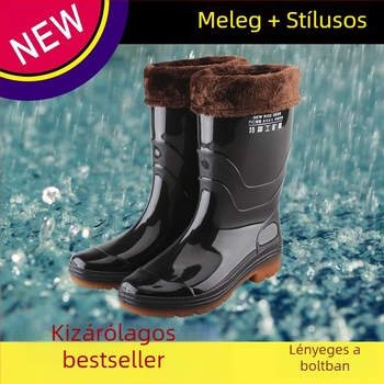 Férfi esőcsizmák, vízállóak, csúszásmentesek és kopásállóak (középmagas szár, PVC felső rész, injekciós öntés, alacsony dőlésű sarok)