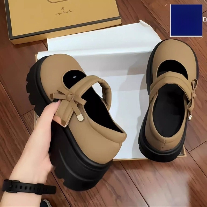 Női PU bőr loaferok vastag platformával, Velcro záródással, 7 cm-es magasság növelés