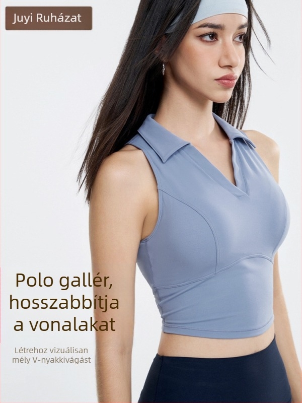 OTSA sportos felső beépített fix kosaras melltartóval edzéshez és jóga közben, nedvességelvezető, gyorsan száradó Nylon-Spandex (80/20)